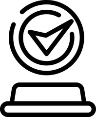 Poster - Minimalist black and white speedometer icon vector illustration with simple line art graphic design, symbolizing accuracy and performance in automotive control and display on a dashboard interface