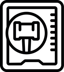 Poster - Minimalist black and white electrical outlet icon illustration in simple line art vector design, isolated and graphic, perfect for modern technology and electronic device concepts