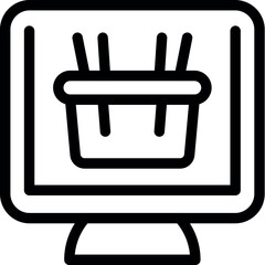 Poster - Digital illustration of a shopping basket icon on a computer monitor, symbolizing ecommerce
