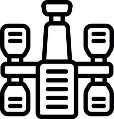 Poster - satellite icon illustration in black and white line art vector, isolated clipart, for communication 