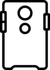 Poster - Black line vector icon representing a modern smartphone with camera, isolated on white background