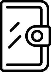Poster - Minimalistic black and white line icon depicting a closed planner or diary with a fastener, suitable for web and apps