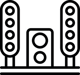 Poster - Vector illustration of minimalist stereo speakers in line art style, perfect for audiorelated designs