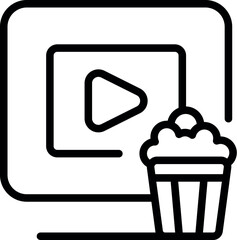 Poster - A linear icon representing video play button and cinema popcorn, symbolizing streaming service
