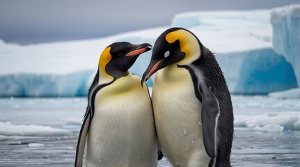 Sticker - two penguins standing next to each other on some iceberg