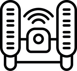 Poster - Outlined wireless router line icon with vector illustration in black and white for internet and wifi technology network connectivity