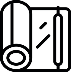 Poster - Black and white line art icon of a closed notebook with a pen, ideal for office supplies design