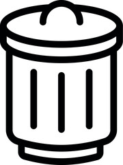 Poster - Simple line art icon illustration of a trash bin with a lid, in black and white