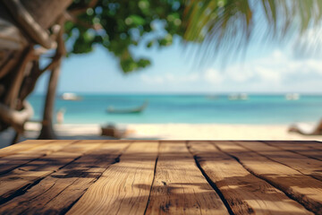 Wall Mural - wooden table and sea