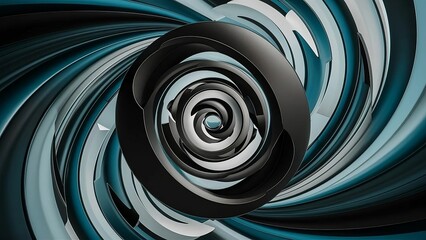 Wall Mural - Abstract background, circular geometric shapes, black and blue colors