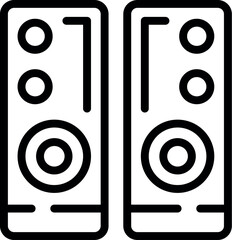 Poster - Black and white outline vector image of a pair of stereo speakers