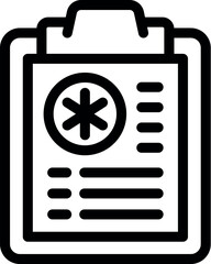 Poster - Medical report icon illustration with clipboard. Line art. Black and white. Healthcare document records symbol graphic vector design for medicine documentation in hospital. Clinic. Patient diagnosis