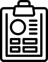 Poster - black and white vector icon of a clipboard with a checklist, suitable for various applications