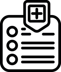 Poster - Minimalist medical record icon illustration in black and white, featuring a clipboard symbolizing electronic records and professional documentation for healthcare web and app interface design
