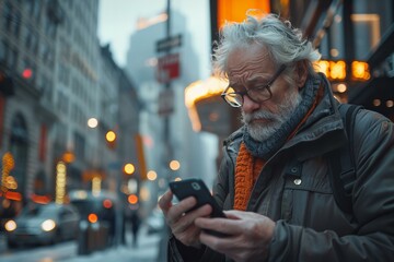 Canvas Print - Man checking smartphone screen