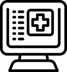 Poster - Digital health concept icon for online healthcare and telemedicine technology services with a computer monitor. Medical sign