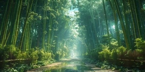 Poster - Enigmatic Bamboo Wonderland, generative ai