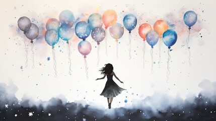 Sticker - girl with a balloon