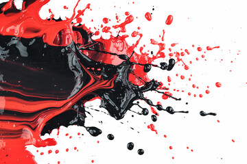 Wall Mural - Red and black paint splashes isolated on white background


