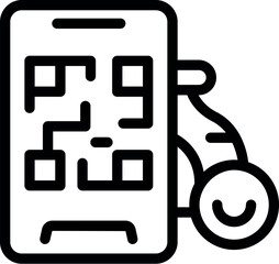 Poster - Outline vector icon of a smartphone displaying a qr code, with a shopping cart symbol