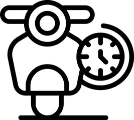 Sticker - Sleek and stylish scooter line art icon in vector format. Perfect for transportation. With a minimalist black and white design. Ideal for urban travel and city commute