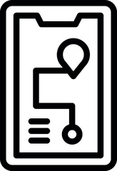 Poster - Black outline of a smartphone with map and location pin icon, depicting gps navigation