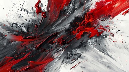 Wall Mural - Grey and red colors bursting on white, vibrant and dramatic.