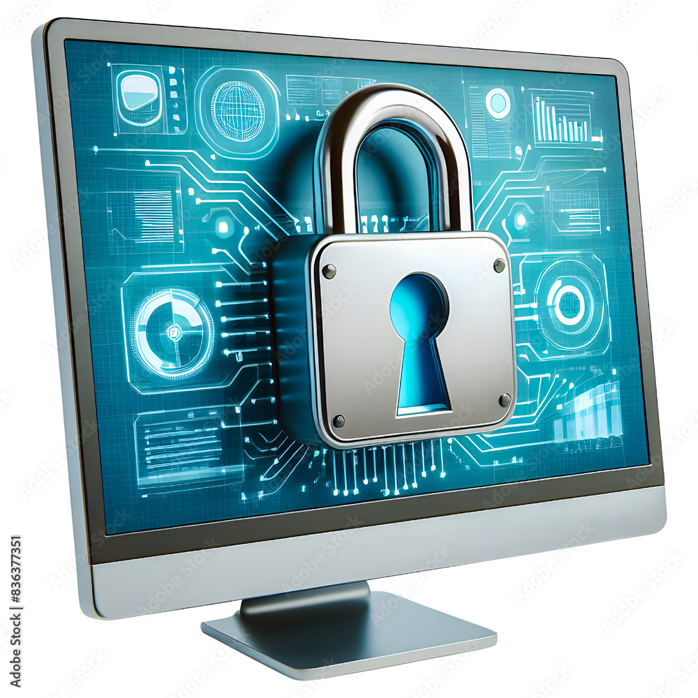 Security padlock on computer screen, data security concept Stock ...