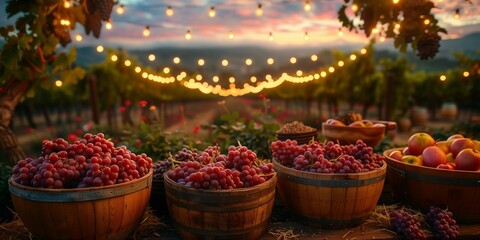 Wall Mural - Harvest Festivities at Dusk, generative ai