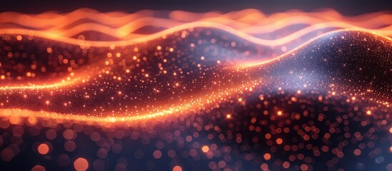 Wall Mural - technology background design, abstract wave moving point flow particles