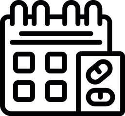 Poster - A black and white icon featuring a calendar and a linked chain