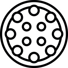 Poster - Black and white line art of a classic pepperoni pizza, perfect for food themed design projects