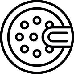Poster - Simplified line art drawing of a petri dish used for laboratory analysis in black and white