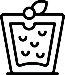 Sticker - Refreshing lemonade icon outline with ice cubes, lemon slice, and minimalist drawing illustration for summer beverage menu and nonalcoholic cocktail vector artwork in simple design style