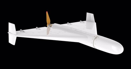 Poster - kamikaze drone, rotation animation seamlessly loopable. 3d rendering isolated on transparent backgro