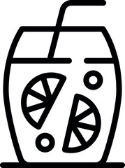 Poster - Refreshing lemonade outline icon with lemon slices, straw, and a glass on a minimalistic and trendy summerthemed vector illustration. Great for beverage, drink, and citrusrelated designs