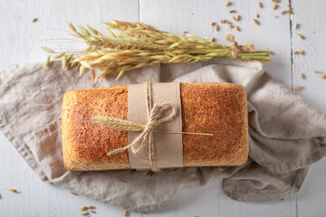 Wall Mural - Multigrain loaf of breads made with flour, sourdough and water.