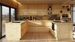 © klss777 - An ultra-modern kitchen with plywood cabinets and countertops blends functionality and aesthetic appeal.