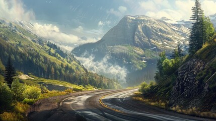 Poster - Scenic mountain road