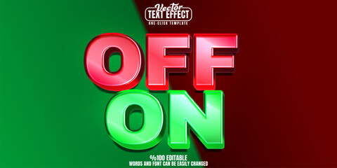 Wall Mural - On off editable text effect, customizable green red and traffic light 3D font style