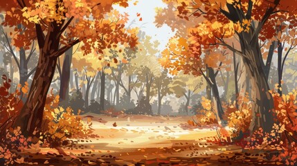 Canvas Print - Background of a forest in the fall