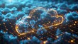 © Maxim Borbut - Creating a technology network and digital communication in business using cloud computing technology web storage for data, global social media using AI servers, as well as a binary illustration