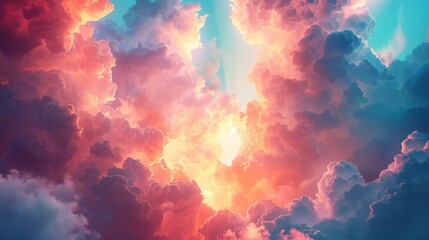 Sticker - Dreamy Sunset Sky with Pink and Blue Clouds