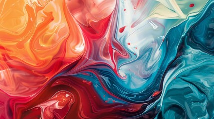 Wall Mural - vibrant colorful abstract fluidity, 16:9