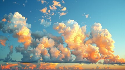 Wall Mural - Beautiful Dramatic Sky with Golden Clouds