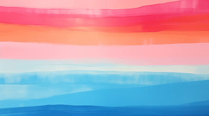 Poster - Abstract art horizontal gradient of pastel pink, peach, and blue hues