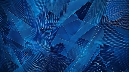 Wall Mural - intricate blue halftone background with geometric elements, capturing attention.