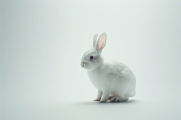 Poster - A white rabbit sitting on a white surface