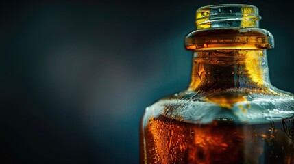 Poster - A close-up view of a bottle of beer on a table