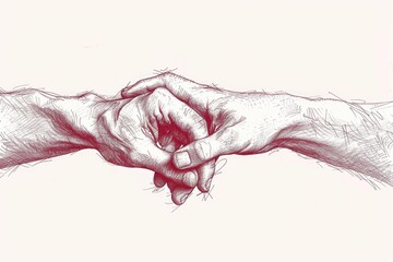 Poster - A simple illustration of two hands clasped together in friendship or affection